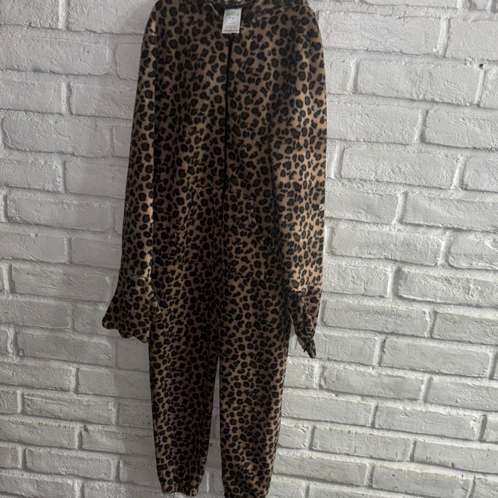 Leopard Print Onesie Pajamas for Youth Size 7-8